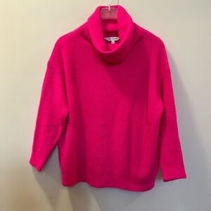 Davi & Dani Barbie Pink Chunky Ribbed Cowl Neck 3/4 Sleeve Sweater Size L